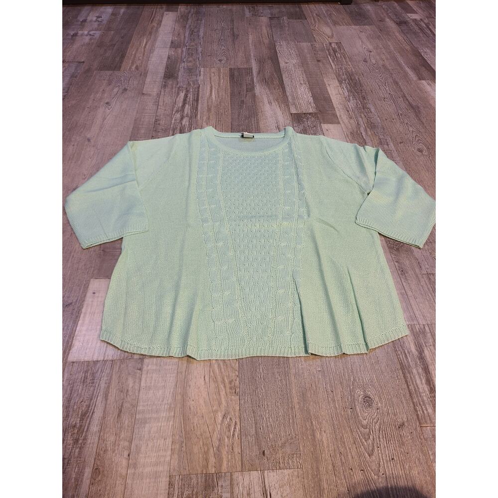 Salon studio large womens mint green knit sweater with 3/4 sleeves
